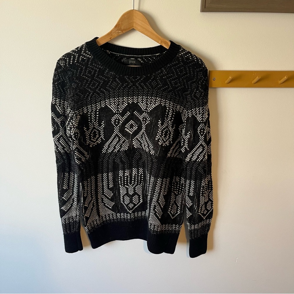 J. Crew Black and White Geometric Crewneck Sweater, size Small